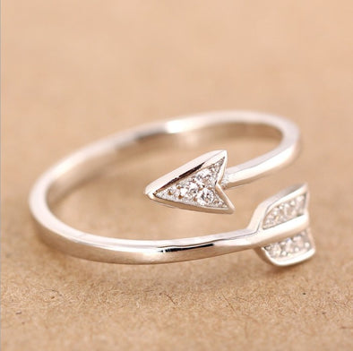 Silver Rhinestone Arrow Ring